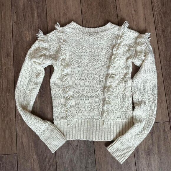 GAP white wool Fringe Jacquard Pullover Sweater long sleeve size XS - Picture 5 of 5